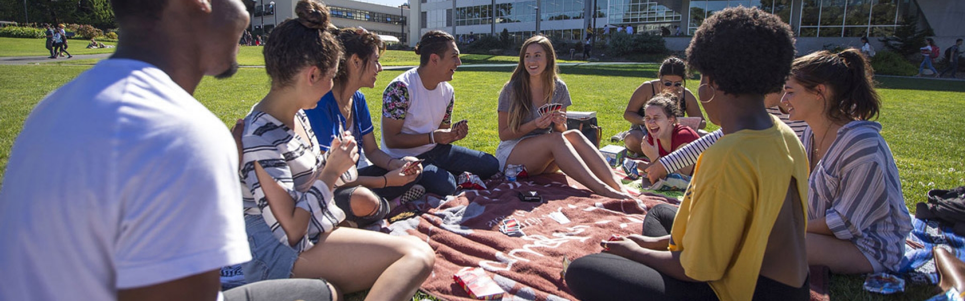 Students playing Uno